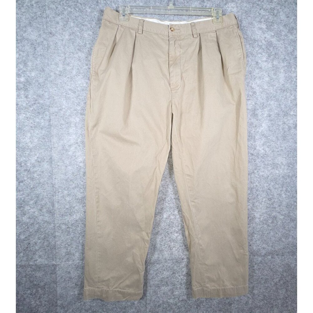 Polo Ralph Lauren Men's Khaki Pants Flat Front Tan Size 38x30 Preppy Classic